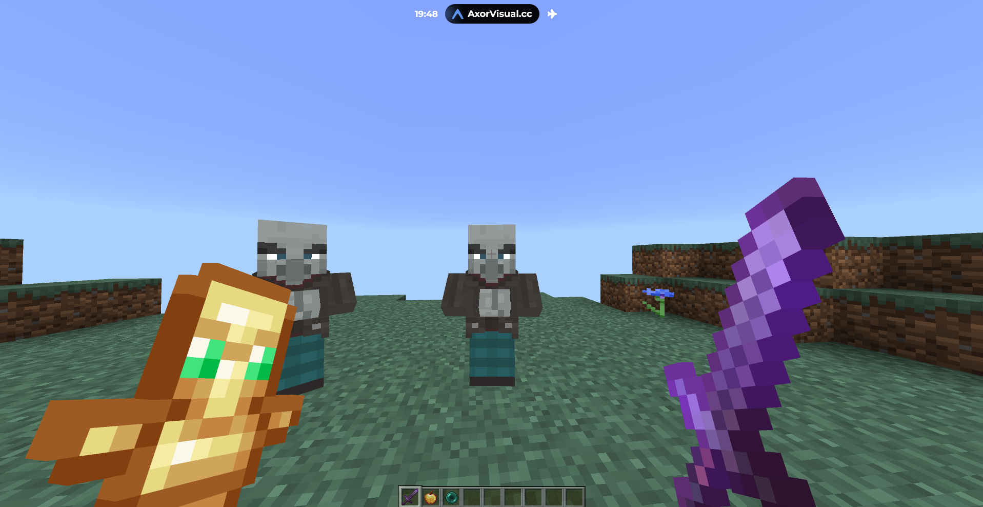 Та же сцена Minecraft без визуальных эффектов клиента